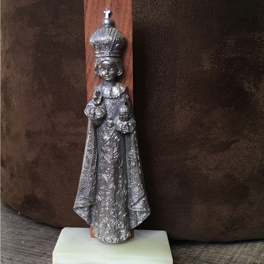 Christ Jesus Infant of Prague A.L. Pure Pewter 88% Italy Statue Figurine